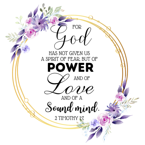 2 Timothy 1:7 Scripture 100% Cotton Fabric Panel Square Quilting Block SC279 - Picture 4 of 4
