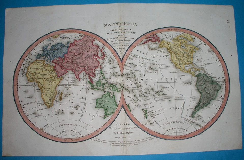 1834 ORIGINAL MAP UNITED STATES CANADA TEXAS FLORIDA NORTH AMERICA ASIA WORLD - Image 2 of 4