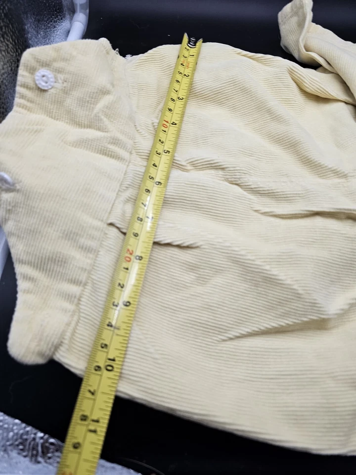 Винтажный детский вельветовый комбинезон желтый с вышитой танцующей кошкой размер 18-24 месяцев - Изображение 3 из 4