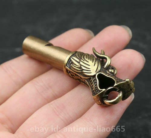 Colgante Silbato Cabeza Larga Dragón Animal Adorable Zodiaco Bronce China 2.56" Coleccionar - Imagen 4 de 7