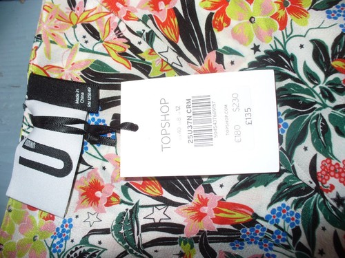 BNWT Topshop Unique puff sleeve silk blouse / top florals - UK 12 - perfect gift - Picture 8 of 10