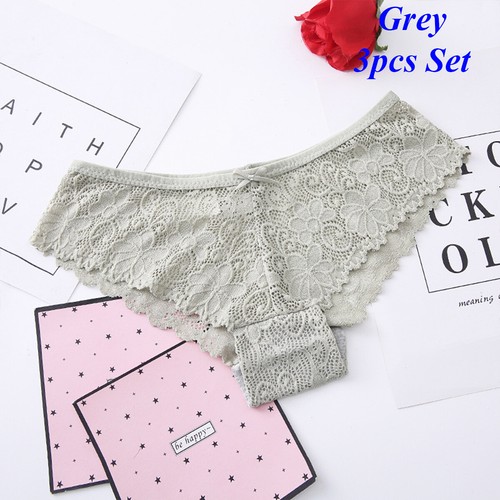 3 Stck. nahtlose Unterwäsche Damen-Höschen Baumwolle niedrige Taille Satin Seide Spitze UK - Bild 16 von 19
