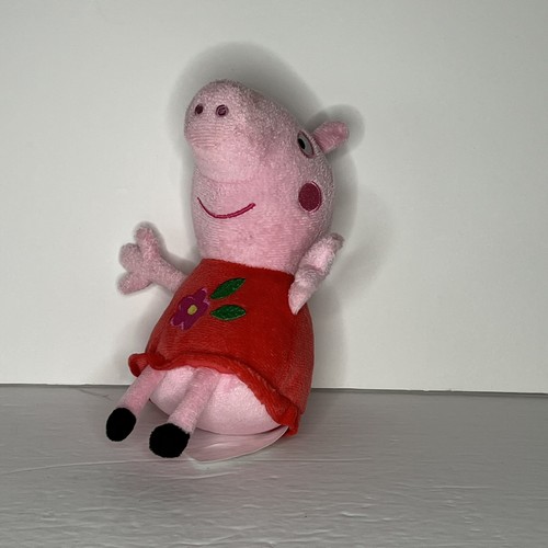 Peppa Pig 6” Stuffed Toy Plush Red Dress Soft Eyes - Picture 4 of 5