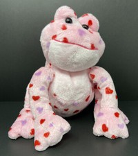 Webkinz Love Frog Ganz HM193 Bean Bag Plush 8" Pink Purple Hearts Valentines Day