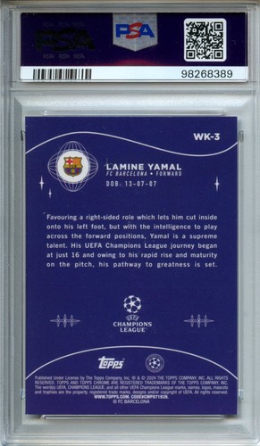 2023-24 Topps Cromo UEFA Lamine Yamal Wonderkids Gold Lava #WK-3 PSA 9 - Imagen 2 de 2