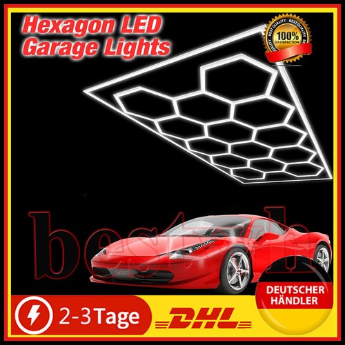 14 x lampada LED esagonale officina parete garage soffitto luce illuminazione a nido d'ape nuova - Foto 6 di 37