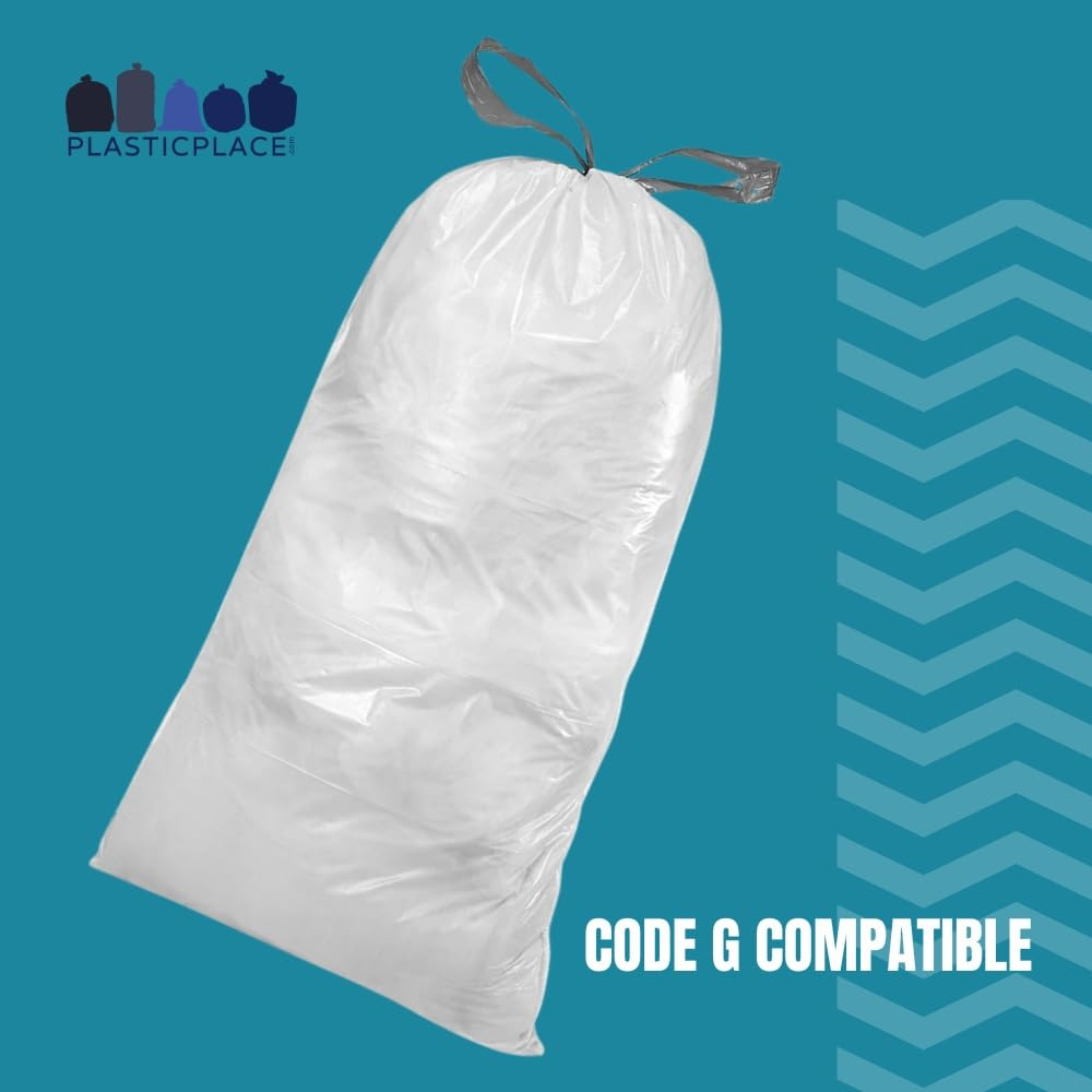68 Gallon (X) Compatible Code G Trash Bags, 1.2 Mil, White Bin Liners