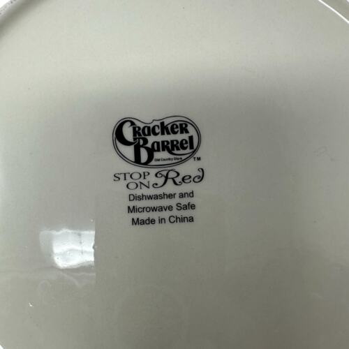 Cracker Barrel Old World Store STOP ON RED 4 Collector Plates Red Floral Roses - Picture 8 of 8