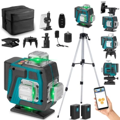 HGLINE 16 Line Laser Level Wasserwaage 4D 360° Kreuzlinienlaser Selbstnivellierend Kit