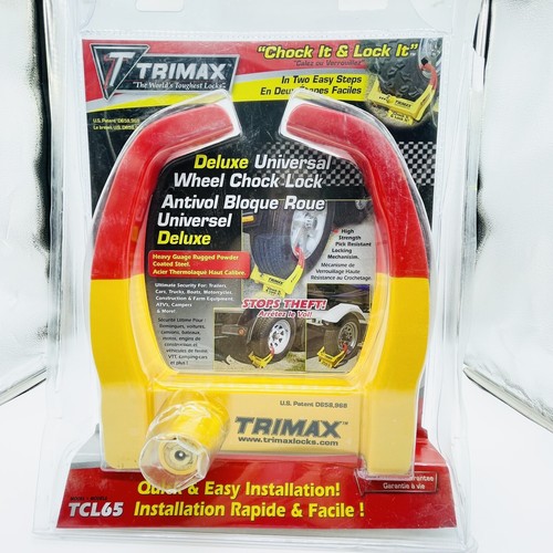Trimax TCL65 Universal Yellow Steel Rubber Coated Arms Wheel Chock Lock