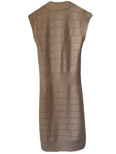 New French Connection Metallic Gold Bandage Bodycon Party Mini Dress Size 6 - Picture 2 of 5