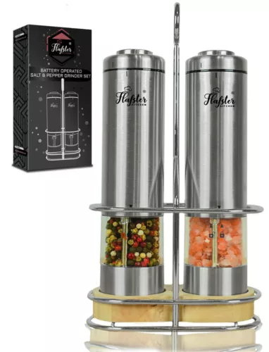 Electric Salt and Pepper Grinder Set Mill Shakers Adjustable Stainless Steel LED