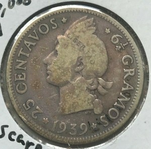 1939-Dominican-Republic-25-Centavos-Scarce-160-000-Minted