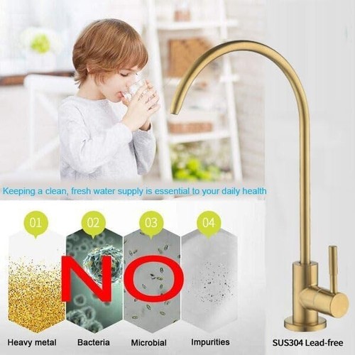 360 Swivel Brushed Brass RO Water Faucet - Ideal for Kitchen & RV Installations - Picture 5 of 10