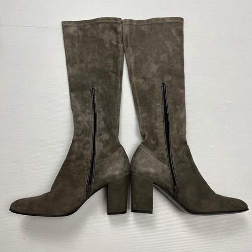 Country Road Suede Boots Size 38 US 7.5 Grey Ankle Zip Block Heel Made In Italy - Picture 11 of 14