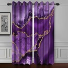 Purple Gold Marble Gold Glitter Blackout Window Curtain for Bedroom Fun 53Wx72H