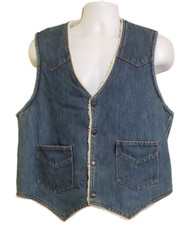 Vintage Trucker Hipster 515 Jean Vest Sherpa Lined ATB Unisex XL