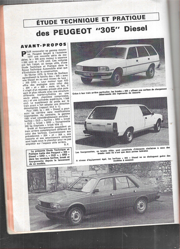 Revue technique automobile Peugeot 305 Diesel GRD GLD SRD REF E27H - Picture 5 of 12