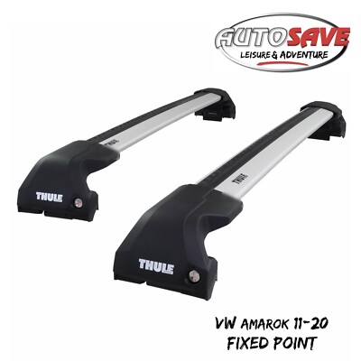 Thule Aluminium WingBar Edge Silver Roof Bars Set for VW Amarok 11-20 Fixpoint