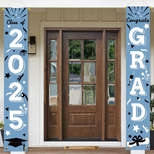 Graduation Porch Banner Class Sign Light Blue Congrats Grad Hanging Flags Hig... - Picture 5 of 6
