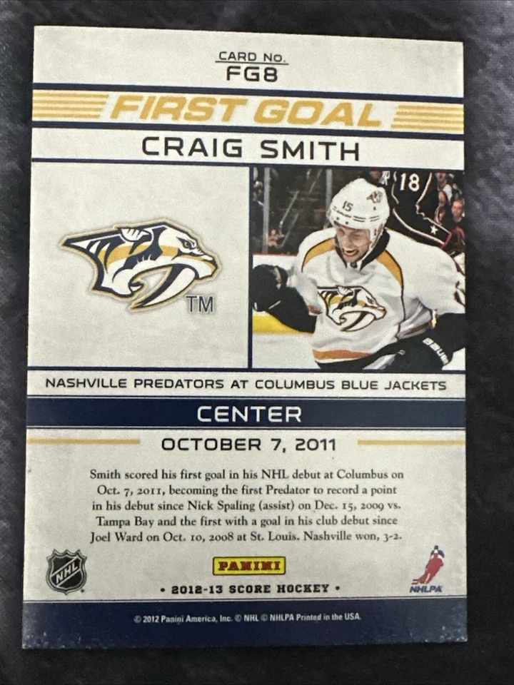 2012-13 Score First Goal FG8 Craig Smith Nashville Predators - Image 2 of 2