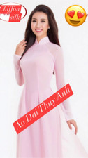 Pink Ao Dai Chiffon Double Layer Long Dress with Pants G72