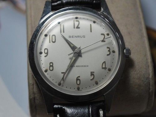 Vintage 60er Jahre BENRUS Edelstahl 17J Handaufzug Herrenuhr