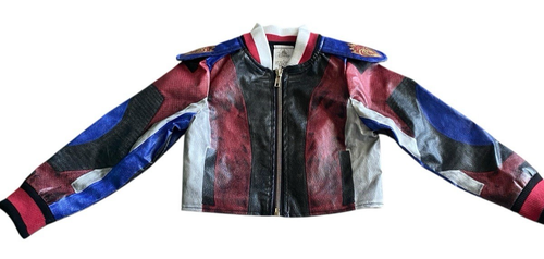 Disney Descendants Evie Jacket Girls 4 Red Black Faux Leather Full Zip Cropped