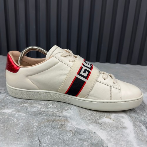 Gucci Ace Stripe Low top Sneaker Beige Leather 8.5 US or 38.5 EUR - Picture 11 of 24