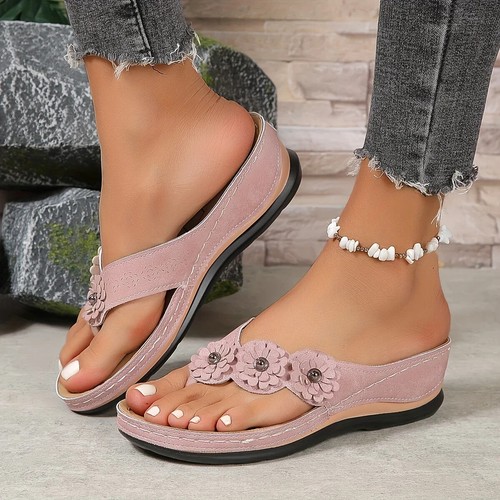 Floral Beach Flip-Flops - Comfy Slip-On Summer Slides, Versatile Casual Outdoor - Bild 3 von 29