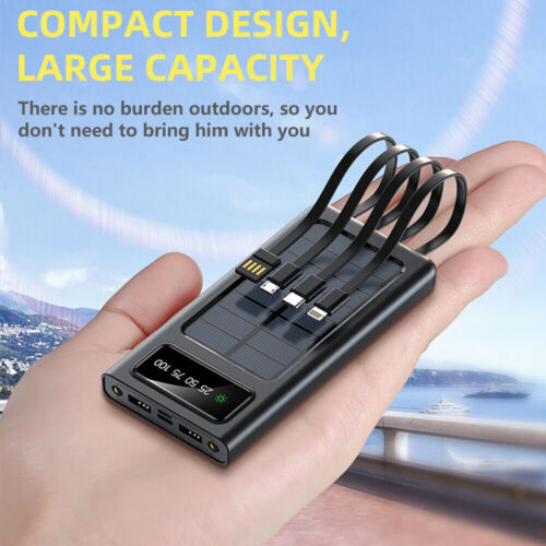 Solar Power Bank 9000000mAh With 4Cables External Battery Charger for Cell Phone - Picture 3 of 10