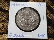 Alderney 2 Pounds 1990 Almost Uncirculated - Queen Mother - Cu-Ni
