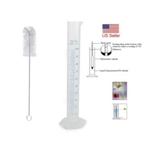 12" 250ml TEST JAR For Hydrometer Meter & Nylon Brush Alcohol Proof Beer Wine ❤