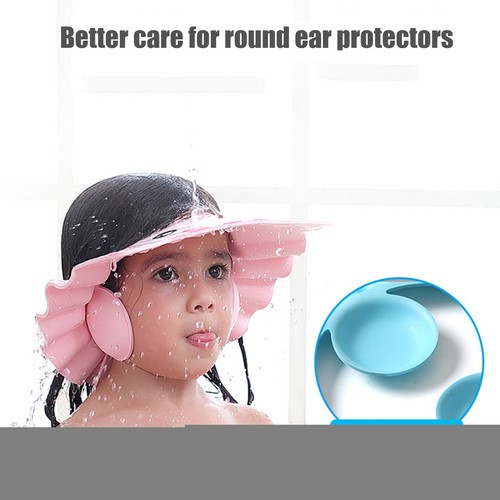 Baby Shower Hat Adjustable Kids Shampoo Bath Cap Wash Hair Waterproof Ear Shield - Picture 7 of 13