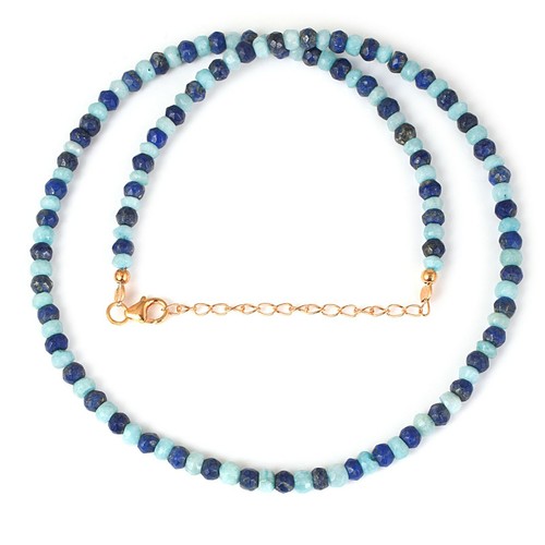 Natural Amazonite & Lapis Lazuli 4mm Rondell Beads 18" Strand Handmade Necklace - Bild 4 von 5