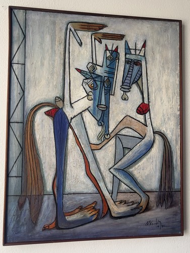 WIFREDO LAM PAINTING OIL CANVAS CUBAN PAINTER SURREALIST CUBAN ART OLD - Picture 7 of 24