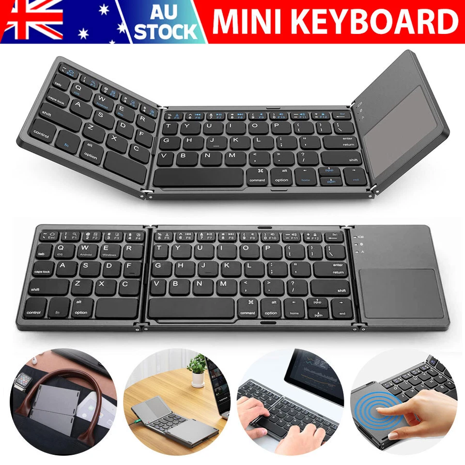 Folding Wireless Bluetooth Keyboard Touchpad Ultra slim for Tablet Phone Laptop