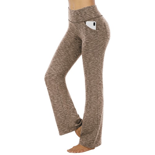 Women Trousers Flare Yoga Pants Ladies Running Full-length High Waist Jeggings - Picture 7 of 23