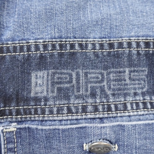 VTG Lee Jacket Mens M Blue Jean Denim Pipes Skateboarding BMX Grunge 90s Y2K - Picture 4 of 13