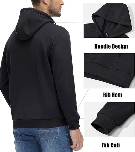 Men's Active Hooded, Fleece-Lined Sweatshirt Casual Workout Pullover w/ Pocket - Picture 9 of 12