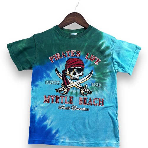 Myrtle Beach Pirates Life Blue Tye Dye T-Shirt Size Youth Medium M Wee People - Picture 1 of 7