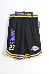 Lebron James 23 Nba La Lakers Logo Basketball Shorts Men S Size Large Black Ebay