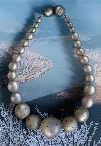 CHRISTINA DEFALCO Necklace Lucite Swarovski Crystals Signed Made In Italy - Picture 2 of 10