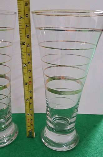 4 VASOS DE CERVEZA PILSNER DE MEDIA PINTA CON BANDAS DORADAS VINTAGE @VER DESCRIPCIÓN@ - Imagen 8 de 8