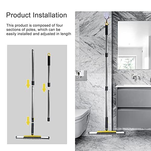 Floor Squeegee Scrubber with Grout Brush and Stainless Steel Handle for Bathroom - Picture 6 of 9