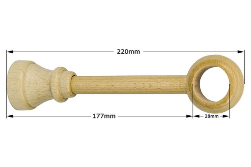 Wooden Classic Single Bracket / Holder for Wooden Curtain Pole / Rail 28mm - Picture 2 of 11