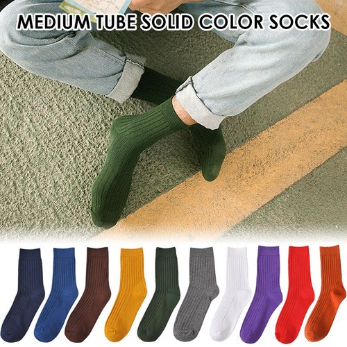 Lotto 6 X Calze Uomo Cotone Tinta Unita Righe Business Casual Lunghe Crew Sportive Calzini - Foto 2 di 39