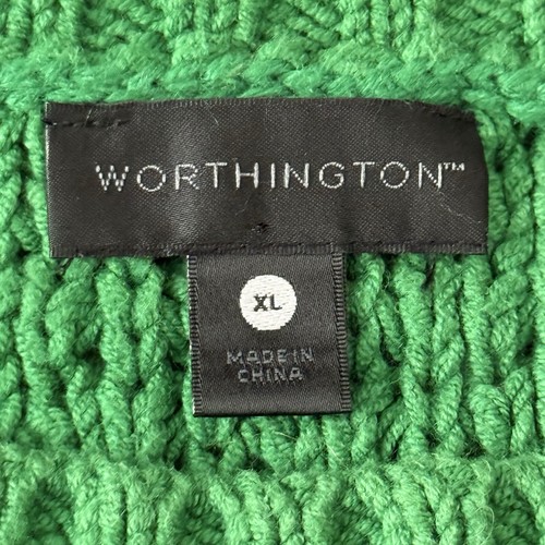Worthington Raglan Pullover XL Kelly Grün Freizeit Baumwollmischung Grobstrick Kuschelig - Bild 12 von 12