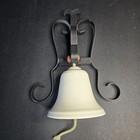 Vtg Hanging Ceramic Dinner Bell Metal Sconce Support Farmhouse Wall Decor