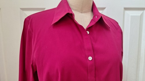 Talbots Button Down Wrinkle Resistant Pink/Fuchsia Button Down Shirt Sz: 12 NWT - Picture 2 of 8